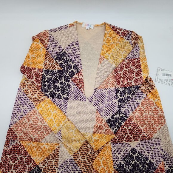 LuLaRoe Womens Multicolor Sarah Houndstooth Cardigan Small NWT Rust Yellow Small - Picture 2 of 8